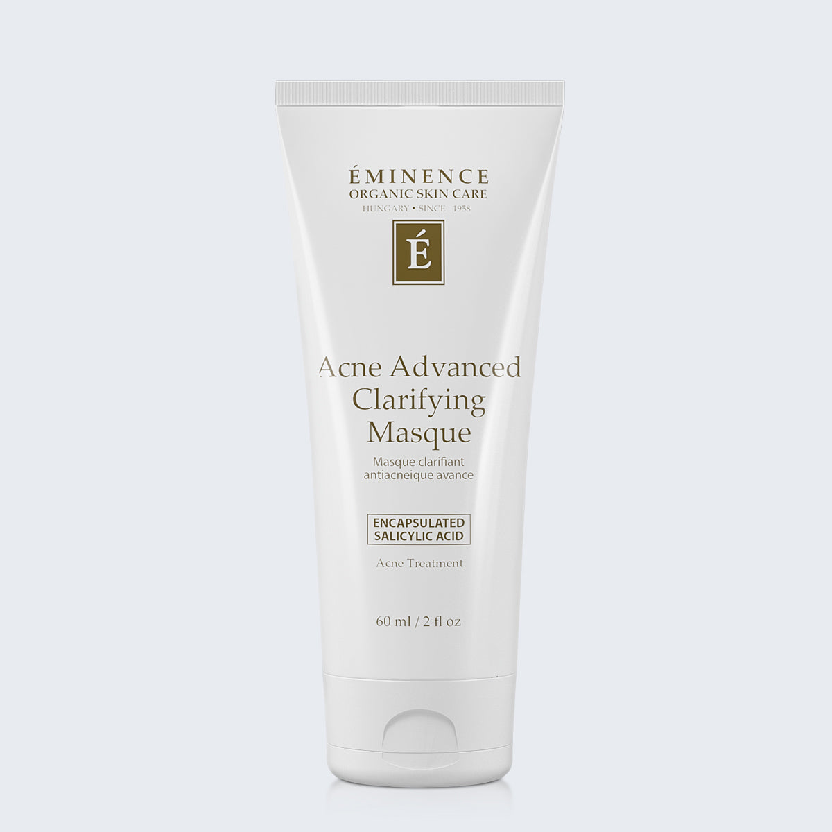 Eminence Organics Acne Advanced Clarifying Masque on blue background