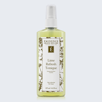 Eminence Organics Lime Refresh Tonique on light blue background