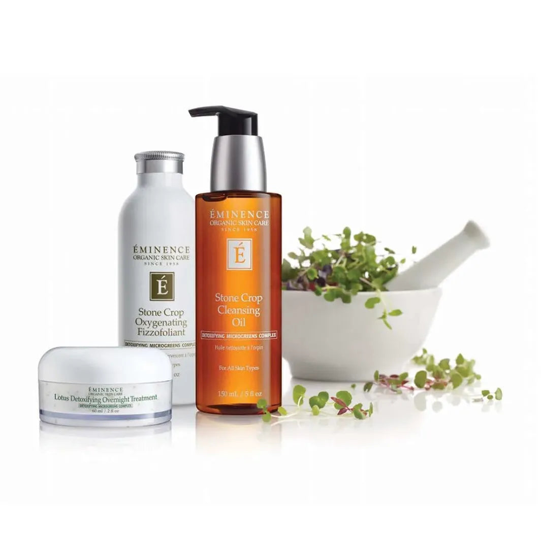 Eminence Organics Stone Crop Products with Microgreens