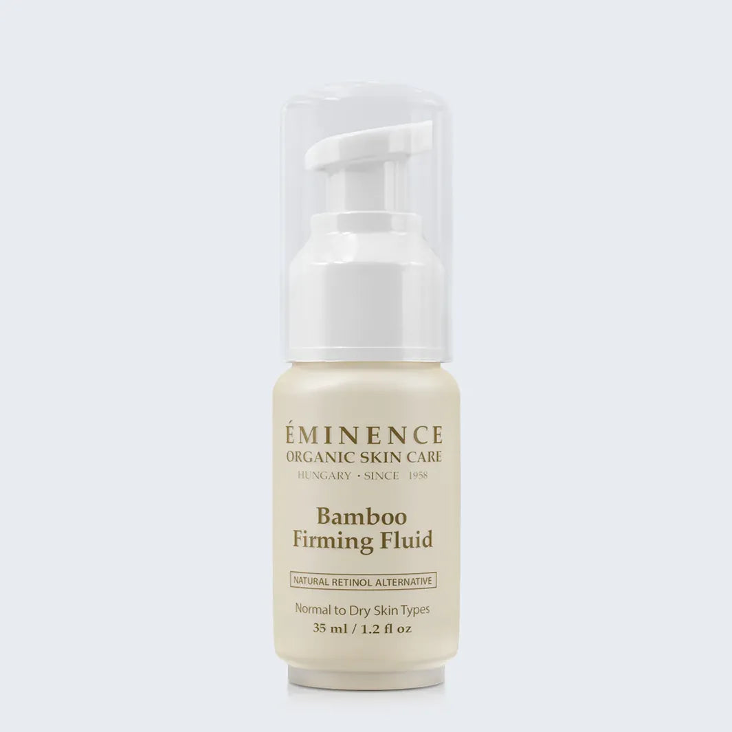 Eminence Organics Bamboo Firming Fluid on light blue background