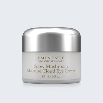 Eminence Organics Snow Mushroom Moisture Cloud Eye Cream on light blue background